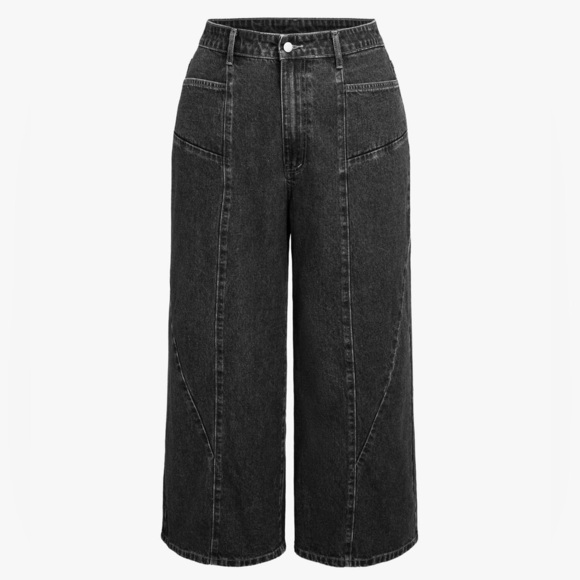 Cider High Waisted Loose Fit Wide Leg Trouser Jeans Pants, Black, Size XL, NWT - Picture 4 of 11